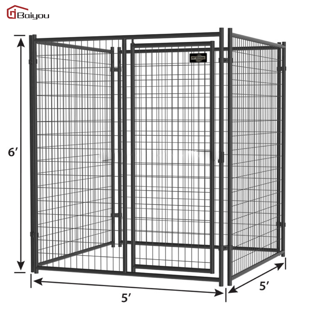Heavy Duty Modular 6x5x5 Welded Wire Iron Mesh Eco-Friendly Black Base Extra Large Outdoor Dog Kennel