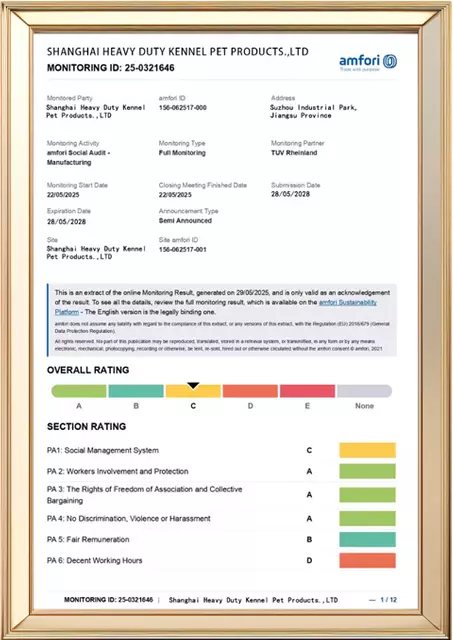 Shanghai Baiyou amfori BSCI social compliance monitoring report